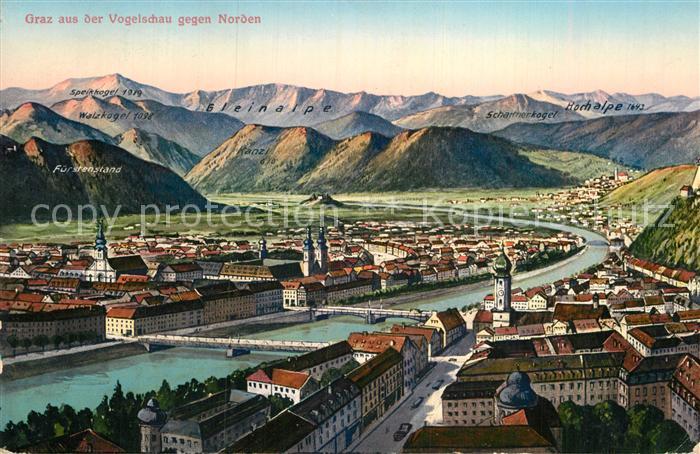 Graz Steiermark aus der Vogelschau gegen Norden