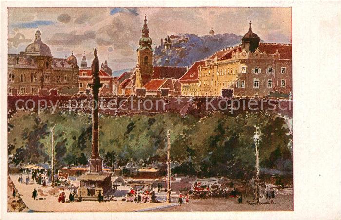 Graz Steiermark Jakominiplatz Denkmal Künstlerkarte Ste