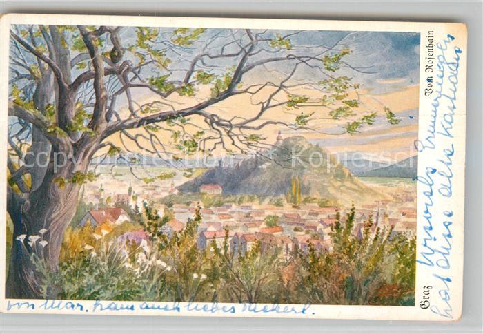 Graz Steiermark Blick vom Rosenhain Künstlerkarte