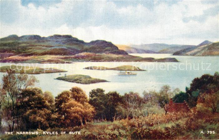 Kyles of Bute The Narrows Landscape Lakes Valentines Postcard