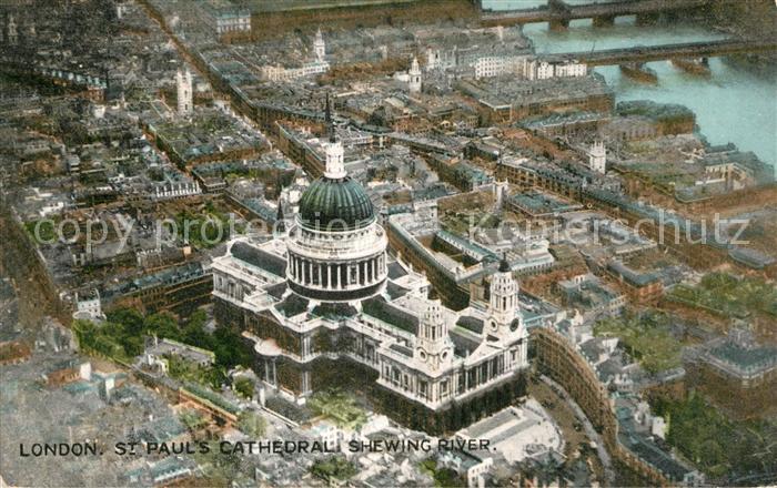 London St Pauls Cathedral Shewing River aerial view