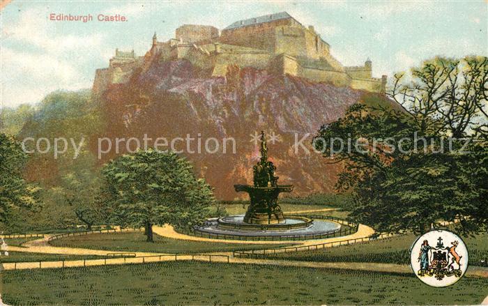 Edinburgh Scotland Castle Fountain