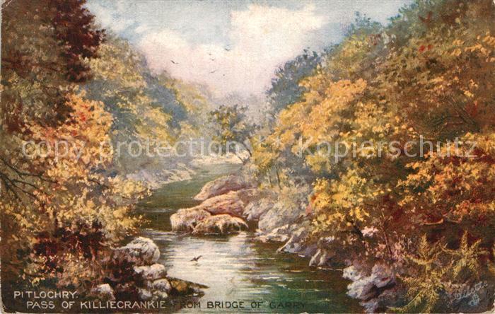 Pitlochry Pass of Killiecrankie from Bridge of Garry Painting Tucks Postcard Oil