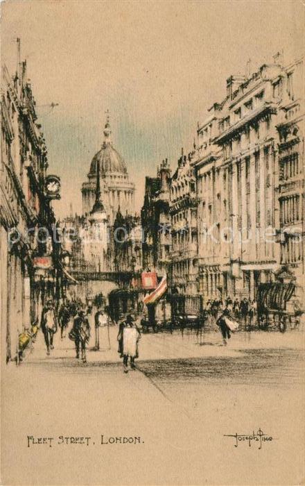 London Fleet Street Drawing Kuenstlerkarte