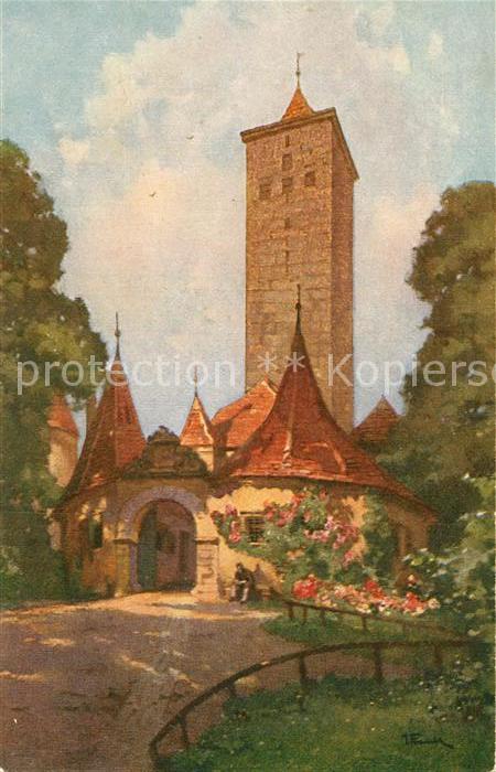 Kuenstlerkarte J. Frank Rothenburg Tauber Burgtor