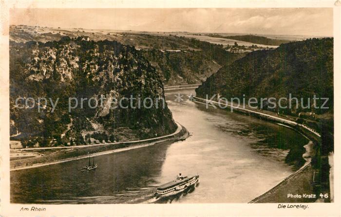 Foto Kratz Nr. 46 Loreley Rhein Dampfer Kaiser Wilhelm