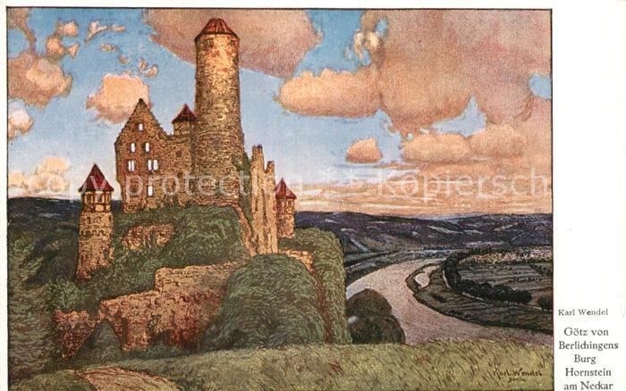 Kuenstlerkarte Karl Wendel Goetz von Berlichingens Burg Hornstein am Neckar