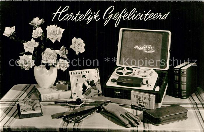 Technik Tonbandgerät Glückwunsch Rosen Handschu