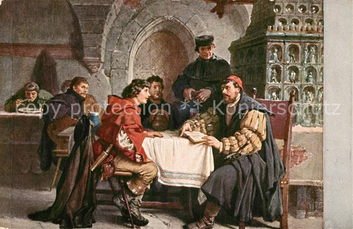 Luther Martin Gespräch mit Studenten Gasthof zum Bäre