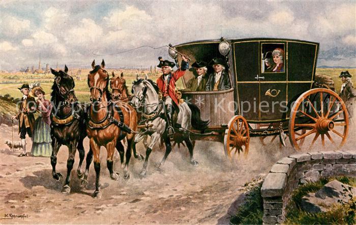 Postkutsche Eilpost Fahrt von Wien nach Brünn im Ja