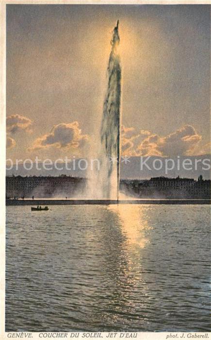 Foto Gaberell J. Nr. 12011 Geneve Coucher du Soleil Jet d_Ea