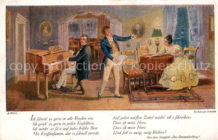 Schubert Franz Das Dreimaederlhaus Kuenstlerkarte A. Broch