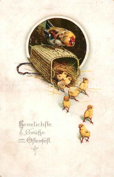 Ostern Easter Paques Küken Huhn Litho