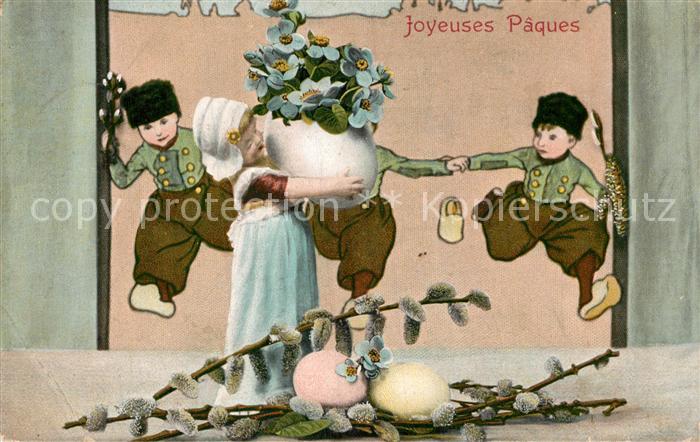 Ostern Easter Paques Kinder Trachten Ostereier Weidenkätzche