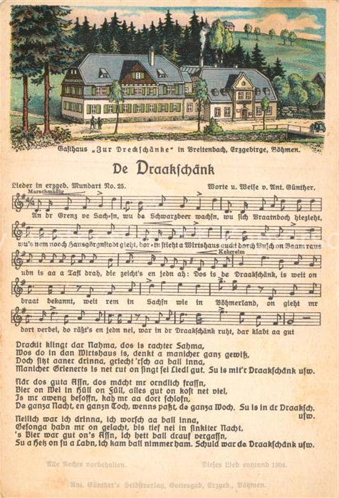 Liederkarte De Draakschänk Litho