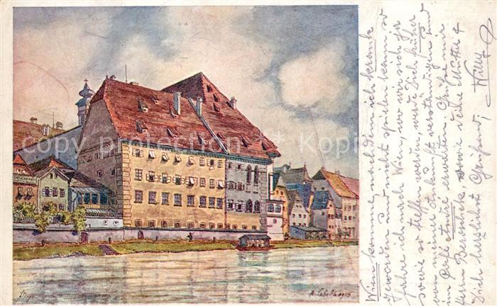 Steyr Enns Oberoesterreich Alte Haeusergruppe Aquarell Lebeda