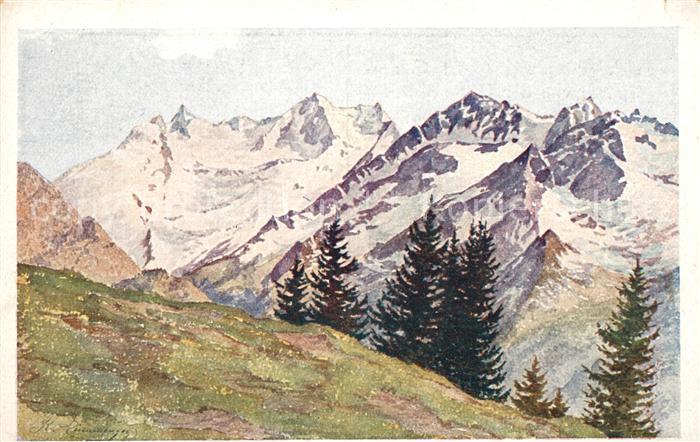 Gerlos Gerlosspitzgruppe und Gerlosplatte Kuenstlerkarte