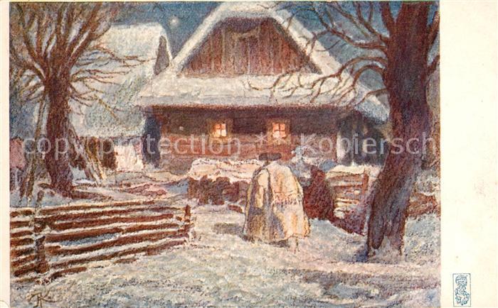 Kral Vinohrady Winterlandschaft Kuenstlerkarte
