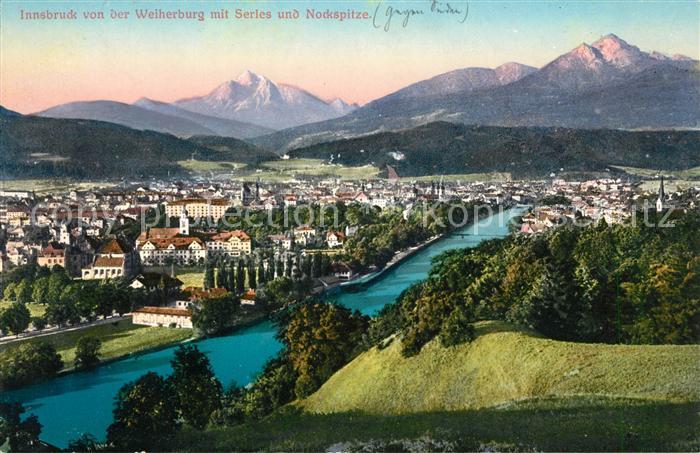 Innsbruck Panorama von der Weiherburg Serles Nockspitze
