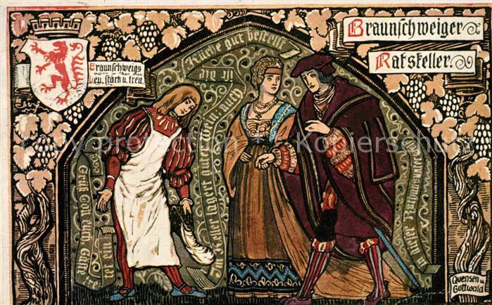 BRAUNSCHWEIG  CITY Erinnerung an den Ratskeller und Ratsweinstube Wappen Kuenstl