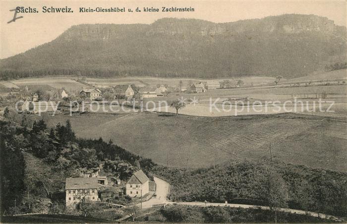 Kleingiesshuebel Panorama mit Kleinem Zschirnstein Elbsandsteingebirge