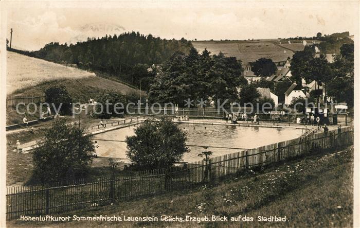 Lauenstein Erzgebirge Blick auf das Stadtbad Hoehenluftkurort Sommerfrische