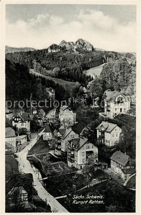 Rathen Saechsische Schweiz Teilansicht Kurort Elbsandsteingebirge