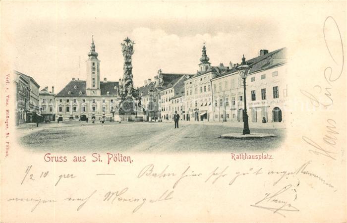 St Poelten Rathausplatz Rathaus Pestsaeule