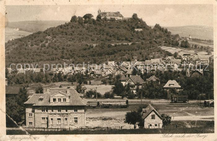 Spangenberg Hessen Panorama Blick nach der Burg Kupfertiefdruck