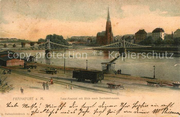 Frankfurt Main Totalansicht mit Blick nach Sachsenhausen Mainbruecke