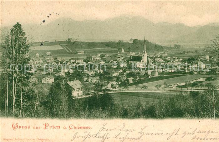 Prien Chiemsee Gesamtansicht mit Alpenpanorama
