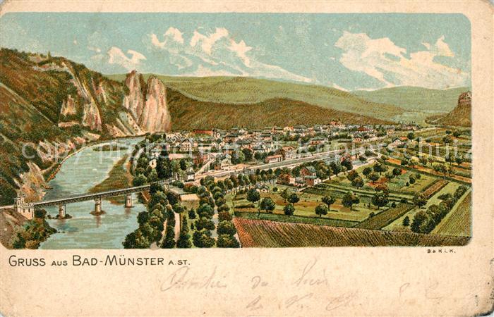 Bad Muenster Stein Ebernburg Panorama Litho