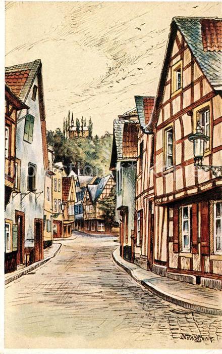 Linz Rhein Bruederstrasse Die bunte Stadt am Rhein Kuenstlerkarte