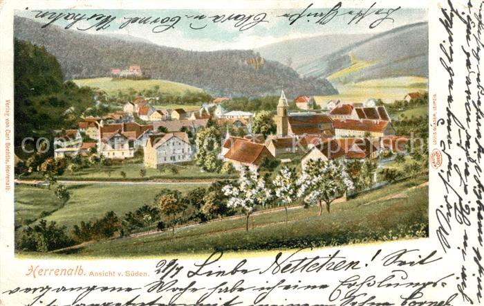 Herrenalb Bad Herrenalb Panorama Ansicht von Sueden Litho