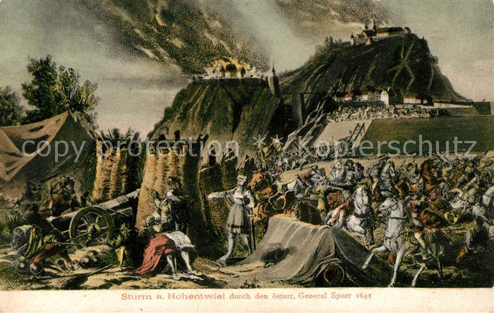 Singen Hohentwiel Sturm auf Hohentwiel durch General Sparr 1641 Kuenstlerkarte