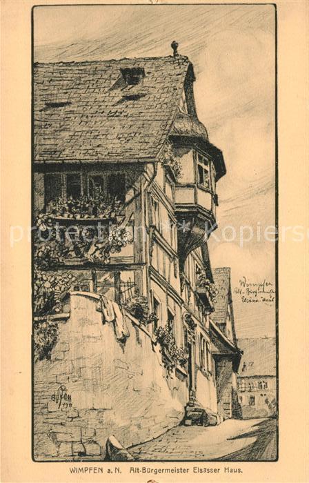 Wimpfen Alt Buergermeister Elsaesser Haus Kuenstlerkarte