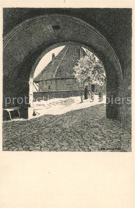 TueBINGEN BW Blick durch das Schlossportal Kuenstlerkarte