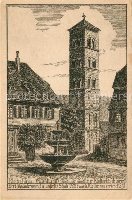 Hirsau Kloster Eulenturm Brunnen Kuenstlerkarte