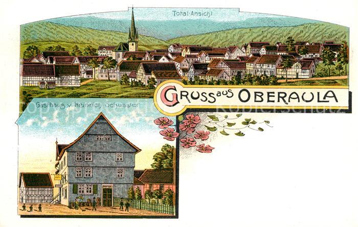 Oberaula Total Gasthaus von Heinrich Schuessler Litho