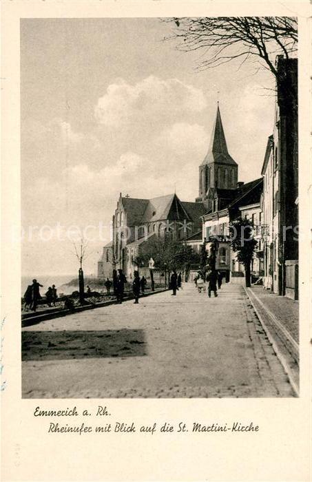 Emmerich Rhein Rheinufer mit Blick auf St Martini Kirche