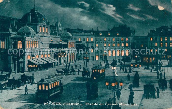 Nice Alpes Maritimes Facade du Casino Municipal la nuit au clair de lune