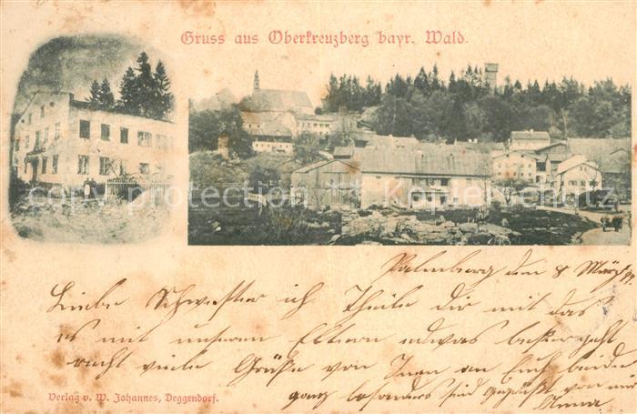 Oberkreuzberg Ortsansicht mit Kirche und Aussichtsturm