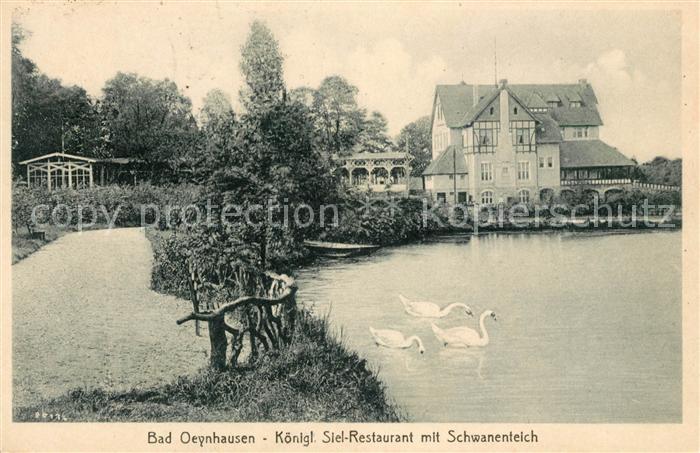 Bad Oeynhausen Koenigl. Siel Restaurant mit Schwanenteich