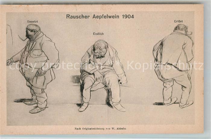 Eschersheim Rauscher aepfelwein 1904 Wirtschaft zum Bahnhof Originalzeichnung W.