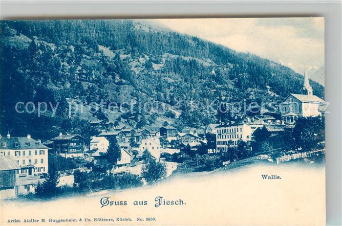 Fiesch Ortsansicht mit Kirche