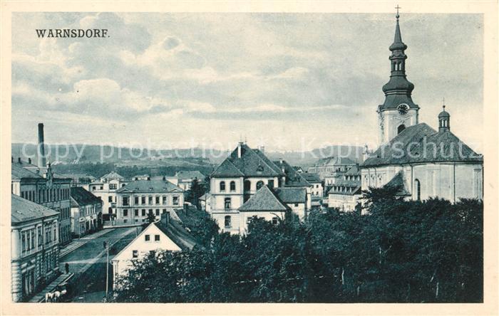 Warnsdorf Varnsdorf Boehmen Ortsansicht mit Kirche