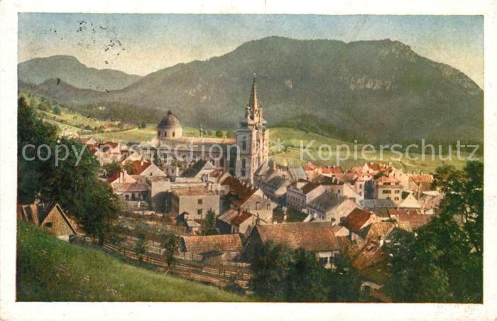 Mariazell Steiermark Ortsansicht mit Basilika und Sauwand Muerzsteger Alpen NZ4