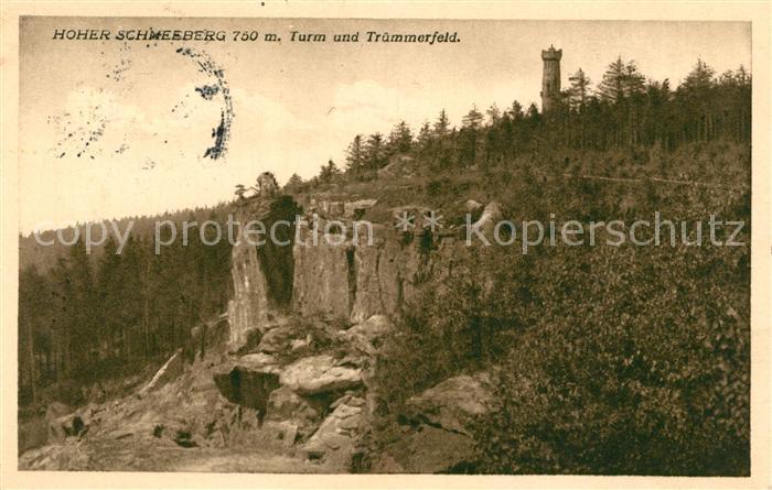 Hoher Schneeberg Decinsky Sneznik Turm und Truemmerfeld Felsen
