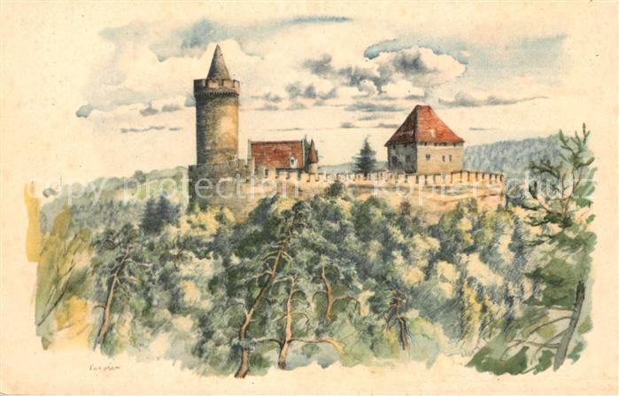 Kokorin Tschechien Kastelo Schloss Kuenstlerkarte