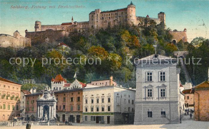 Salzburg Oesterreich Festung und Drahtseilbahn